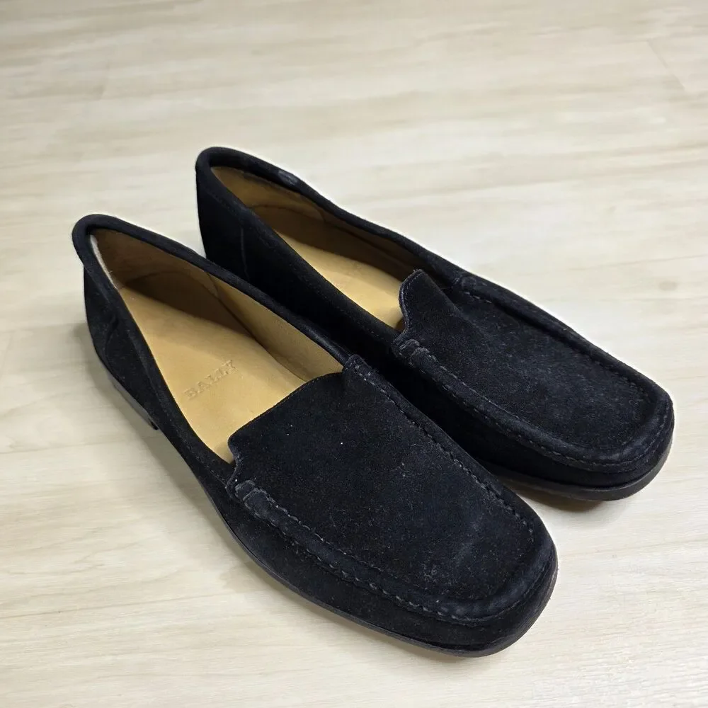 Bally Black Suede Slip On‎ Loafers Women's Size 5.5